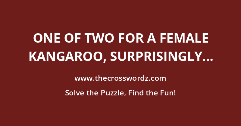 One of two for a female kangaroo, surprisingly crossword