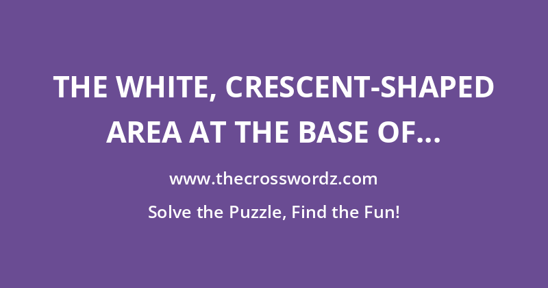 The white, crescent-shaped area at the base of the human fingernail, also called the lunula crossword